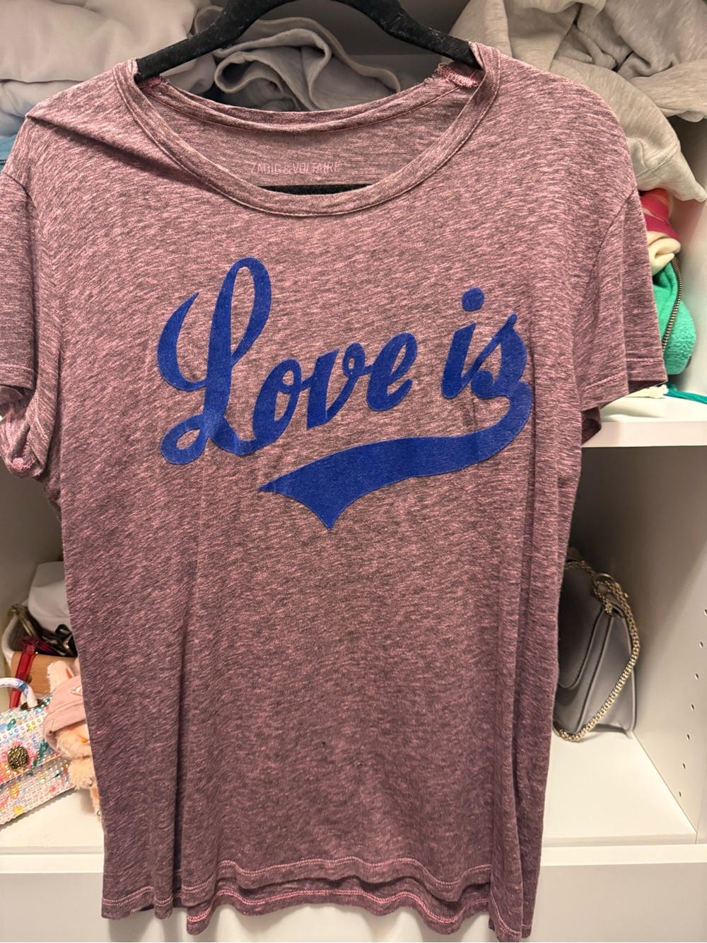 Zadig & Voltaire Dusty Mauve Tee with Royal Blue Graphic